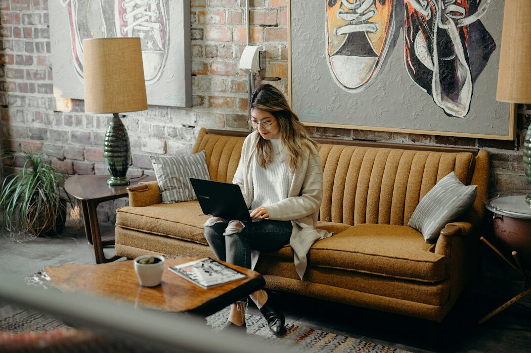 young woman working remotely