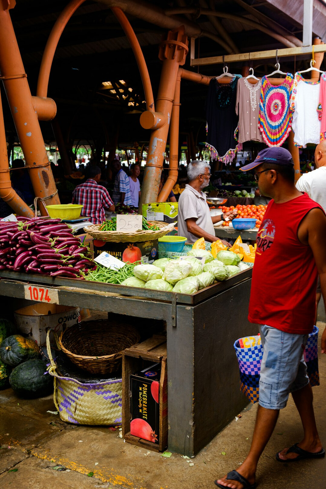 family shopping at local market
